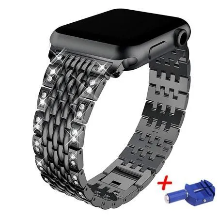 Apple Watch Bling Women Band Steel Premium Crystals Rhinestone Cuff
