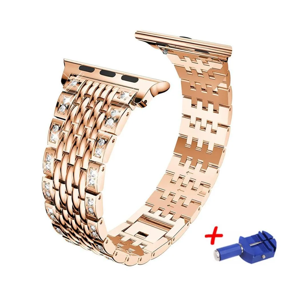Apple Watch Bling Women Band Steel Premium Crystals Rhinestone Cuff