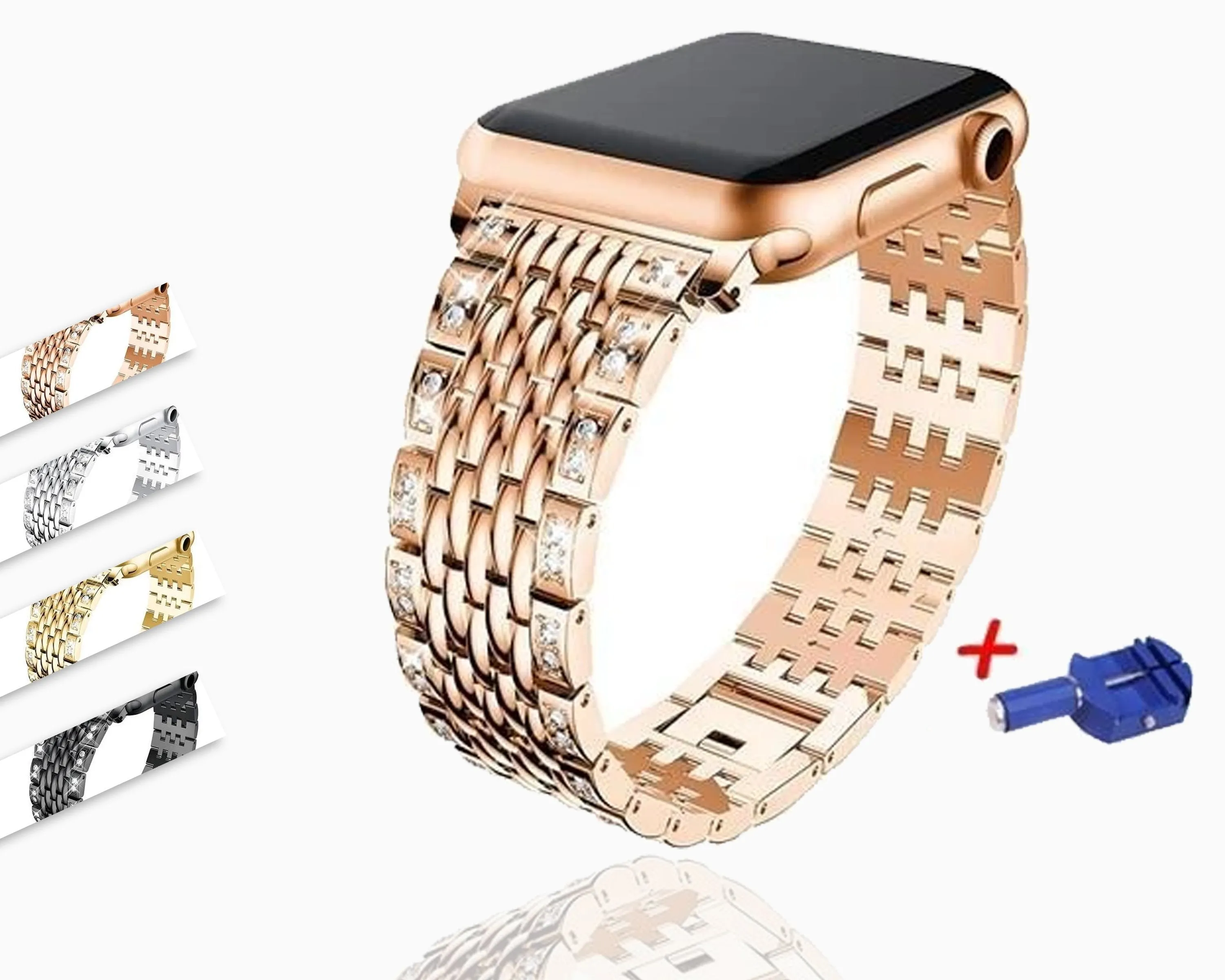 Apple Watch Bling Women Band Steel Premium Crystals Rhinestone Cuff