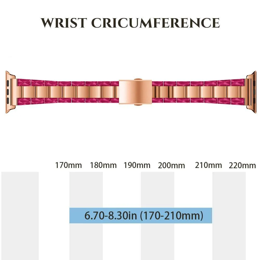 Apple Watch Series 6 5 4 3 2 Band, Cellulose Acetate Made Strap for iWatch 38mm, with Metal Links Bracelet Smart Wristband