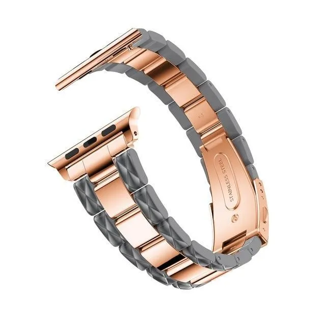 Apple Watch Series 6 5 4 3 2 Band, Cellulose Acetate Made Strap for iWatch 38mm, with Metal Links Bracelet Smart Wristband