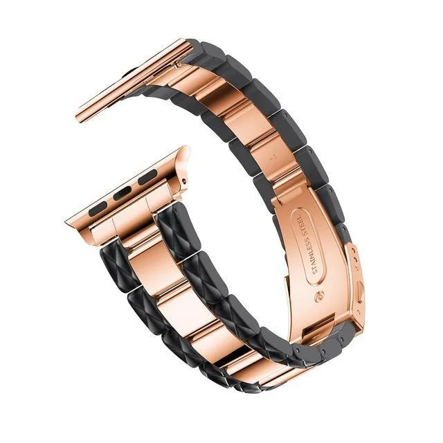 Apple Watch Series 6 5 4 3 2 Band, Cellulose Acetate Made Strap for iWatch 38mm, with Metal Links Bracelet Smart Wristband