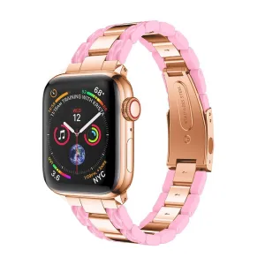 Apple Watch Series 6 5 4 3 2 Band, Cellulose Acetate Made Strap for iWatch 38mm, with Metal Links Bracelet Smart Wristband