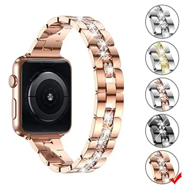 Apple Watch Series 7 6 5 4 High-Quality Metal Wristband Strap Diamond