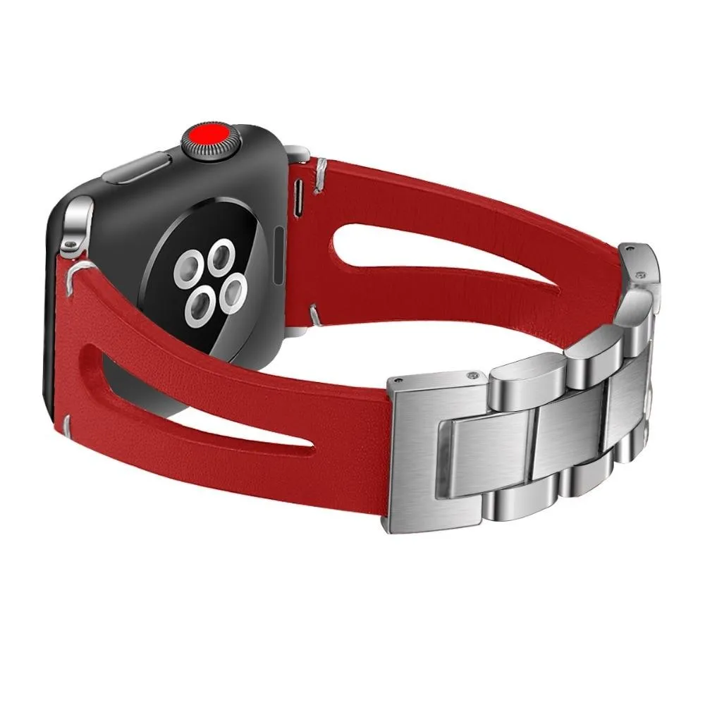 Apple Watch Series 7 6 5 Band, elegant Classic Leather silver cool strap