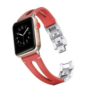 Apple Watch Series 7 6 5 Band, elegant Classic Leather silver cool strap