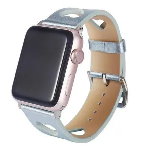 Apple Watch Series 7 6 5 Breathable Watch Hollow Hearts Leather Strap
