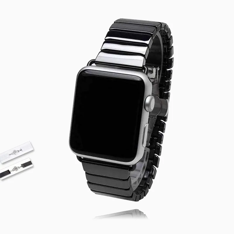 Apple Watch Series Band Ceramic Link Loop Strap Butterfly Clasp