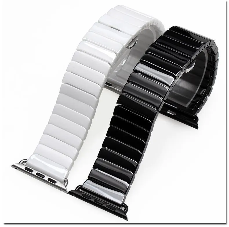 Apple Watch Series Band Ceramic Link Loop Strap Butterfly Clasp