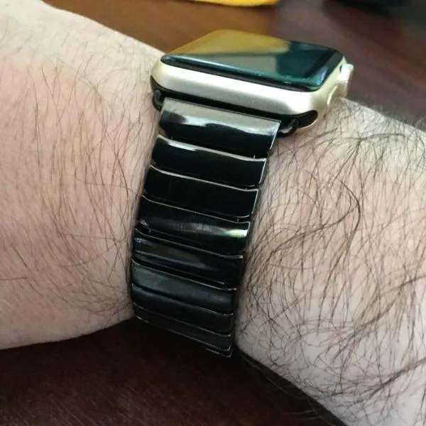 Apple Watch Series Band Ceramic Link Loop Strap Butterfly Clasp