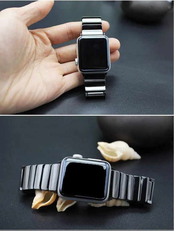 Apple Watch Series Band Ceramic Link Loop Strap Butterfly Clasp
