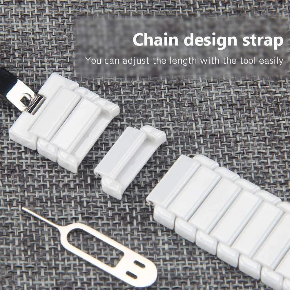 Apple Watch Series Band Ceramic Link Loop Strap Butterfly Clasp