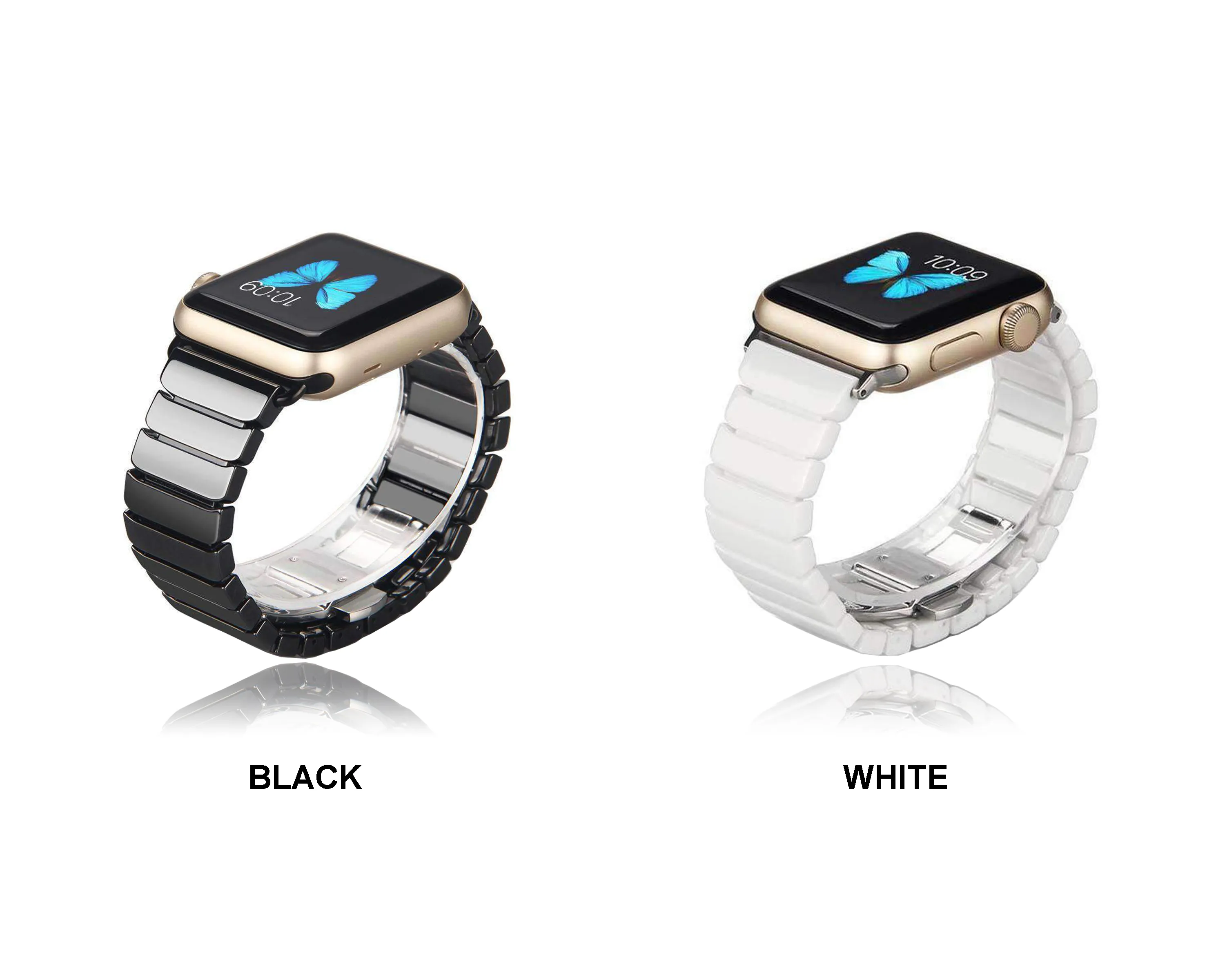Apple Watch Series Band Ceramic Link Loop Strap Butterfly Clasp