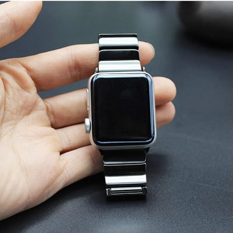 Apple Watch Series Band Ceramic Link Loop Strap Butterfly Clasp