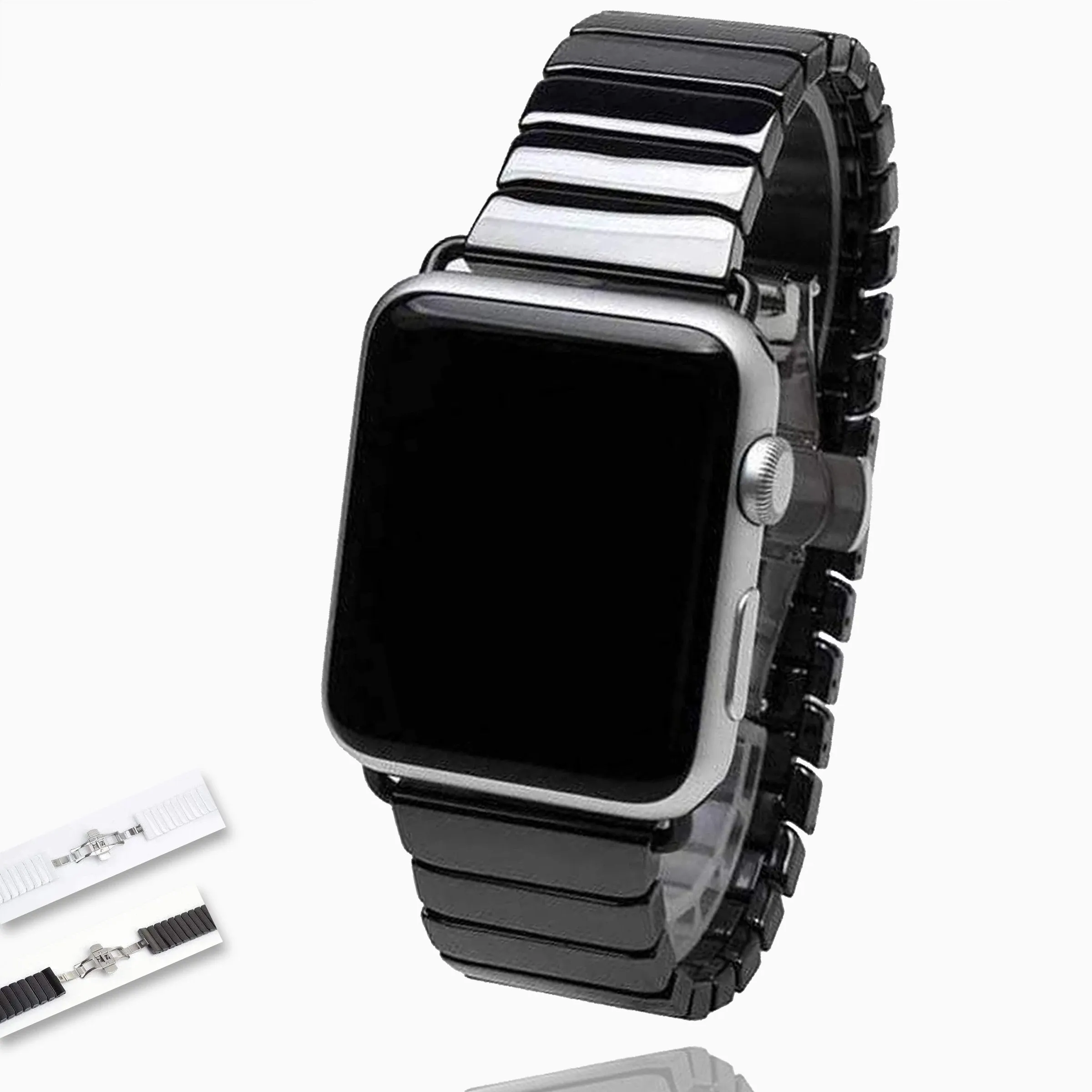 Apple Watch Series Band Ceramic Link Loop Strap Butterfly Clasp