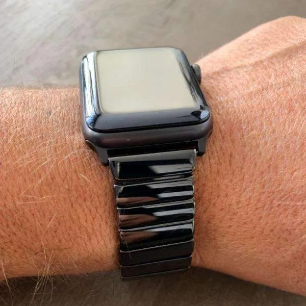 Apple Watch Series Band Ceramic Link Loop Strap Butterfly Clasp