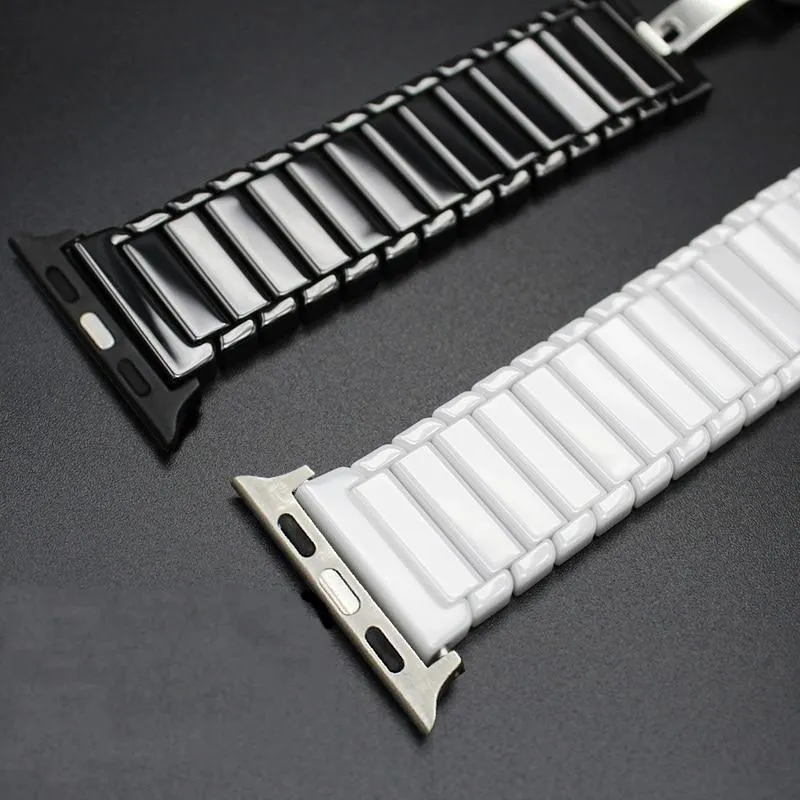 Apple Watch Series Band Ceramic Link Loop Strap Butterfly Clasp