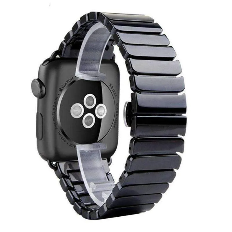 Apple Watch Series Band Ceramic Link Loop Strap Butterfly Clasp