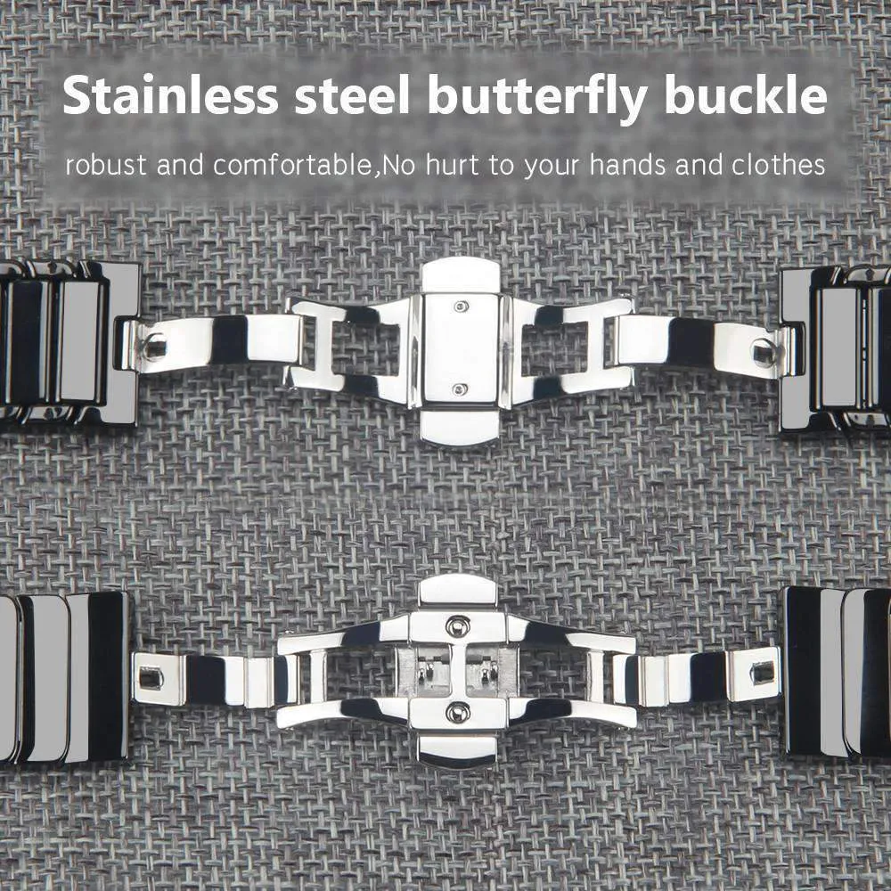 Apple Watch Series Band Ceramic Link Loop Strap Butterfly Clasp
