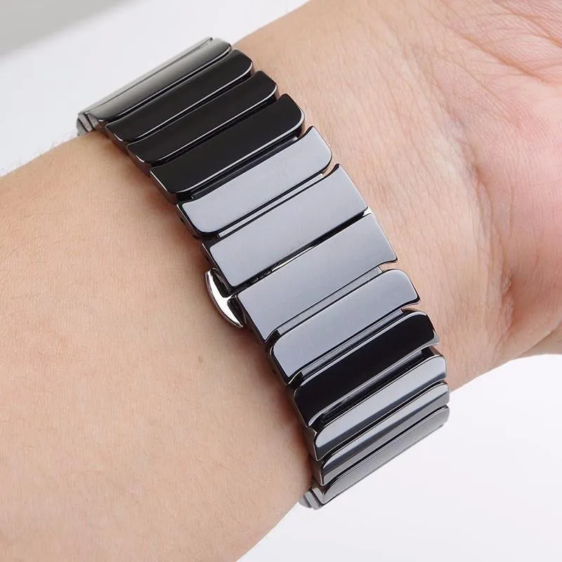 Apple Watch Series Band Ceramic Link Loop Strap Butterfly Clasp