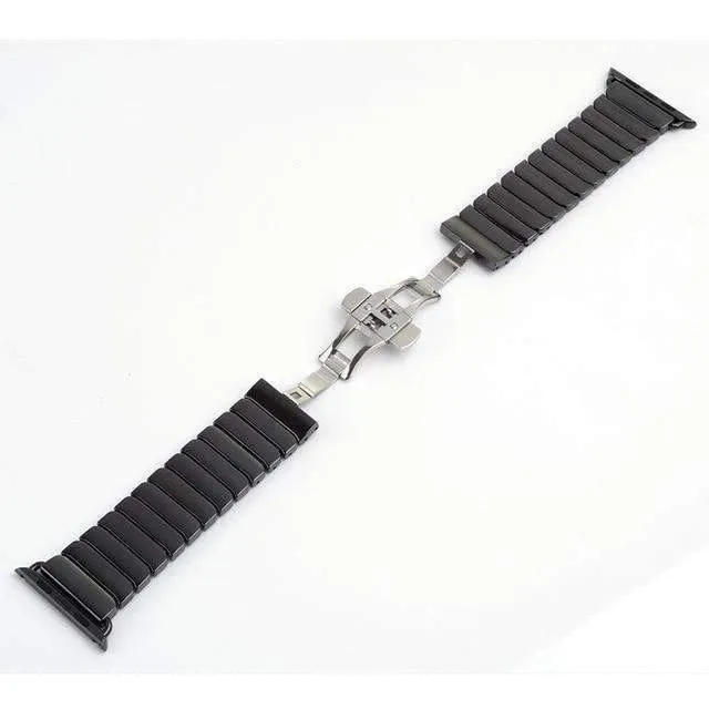 Apple Watch Series Band Ceramic Link Loop Strap Butterfly Clasp