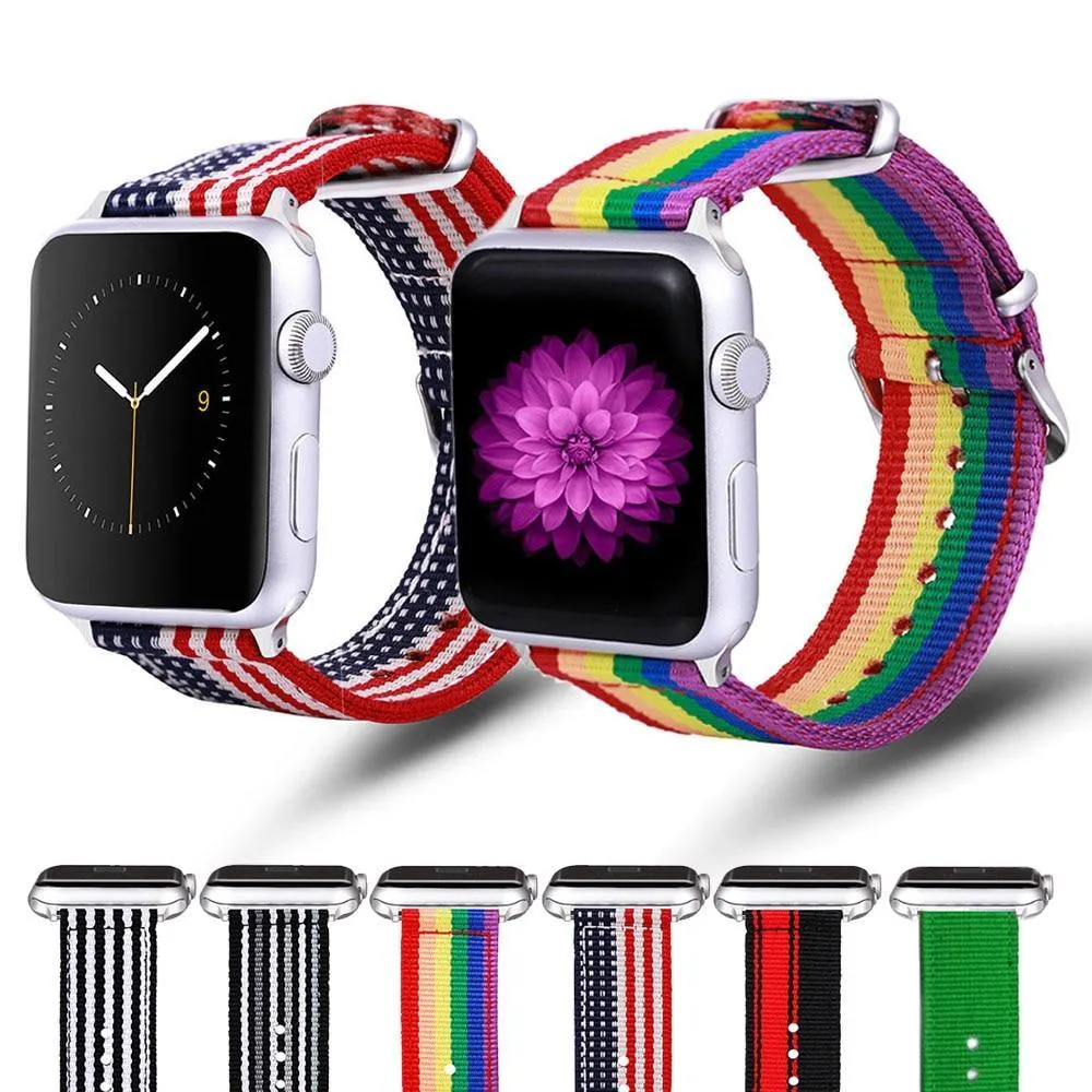 Apple Watch Series Band, Nylon Rainbow Sport Smart Watch