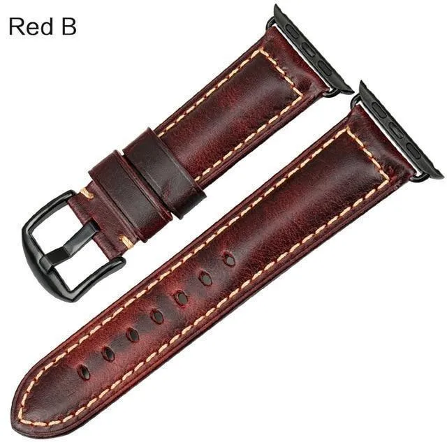 Apple Watch Series Genuine Leather Band Oil Wax Strap