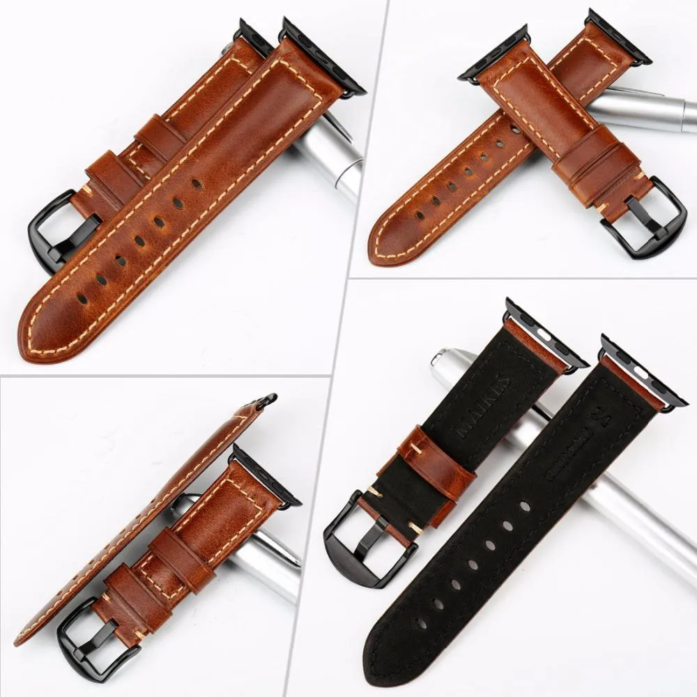 Apple Watch Series Genuine Leather Band Oil Wax Strap