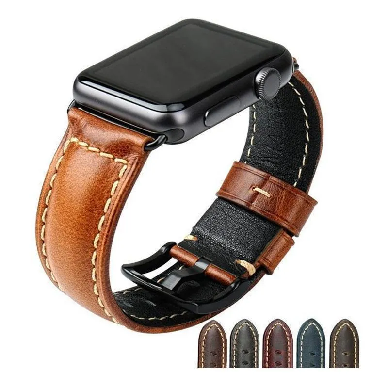 Apple Watch Series Genuine Leather Band Oil Wax Strap