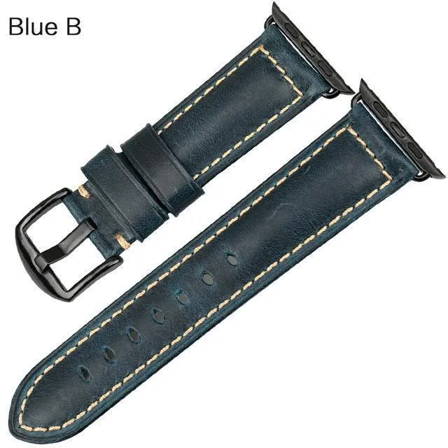 Apple Watch Series Genuine Leather Band Oil Wax Strap