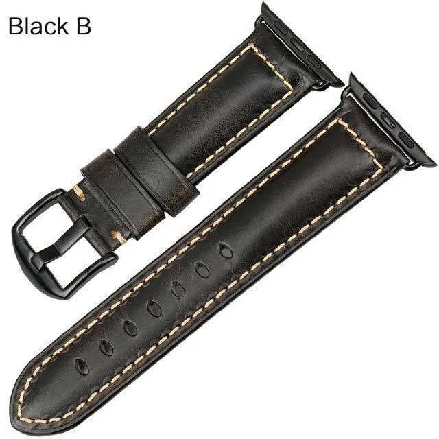 Apple Watch Series Genuine Leather Band Oil Wax Strap