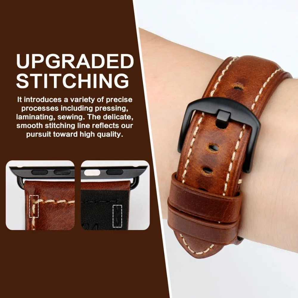 Apple Watch Series Genuine Leather Band Oil Wax Strap
