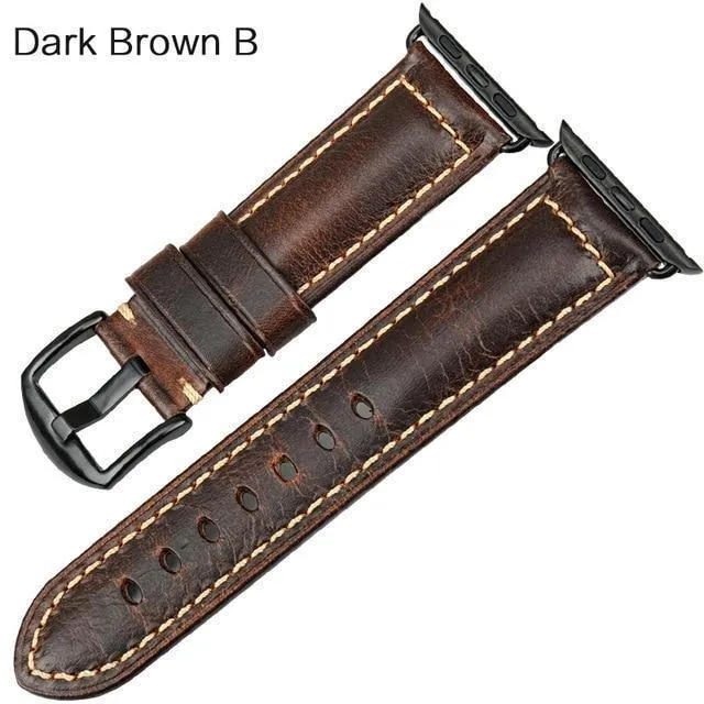 Apple Watch Series Genuine Leather Band Oil Wax Strap