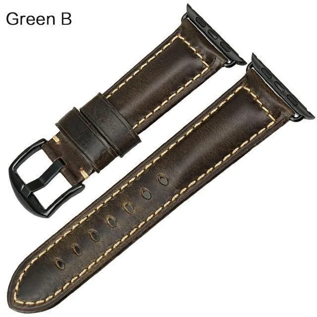 Apple Watch Series Genuine Leather Band Oil Wax Strap