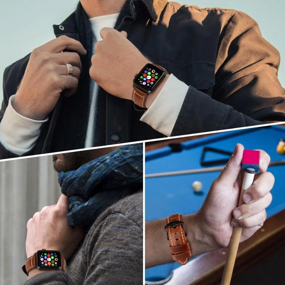 Apple Watch Series Genuine Leather Band Oil Wax Strap