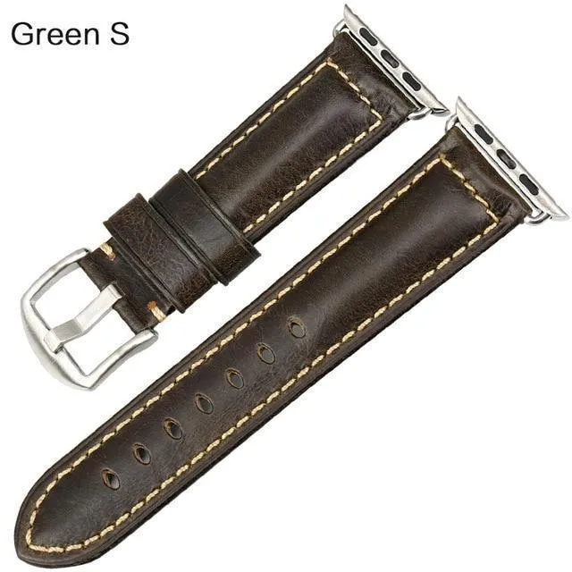Apple Watch Series Genuine Leather Band Oil Wax Strap