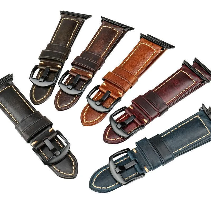 Apple Watch Series Genuine Leather Band Oil Wax Strap