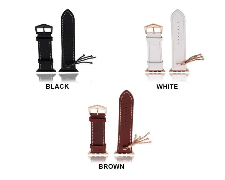 Apple Watch Series Rose gold Tassels Cowhide Genuine Leather Strap