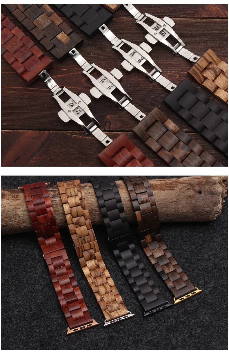 Apple Watchband Green Natural Bamboo Watchband Strap Series