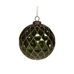 Bauble Quilted Green 10cm
