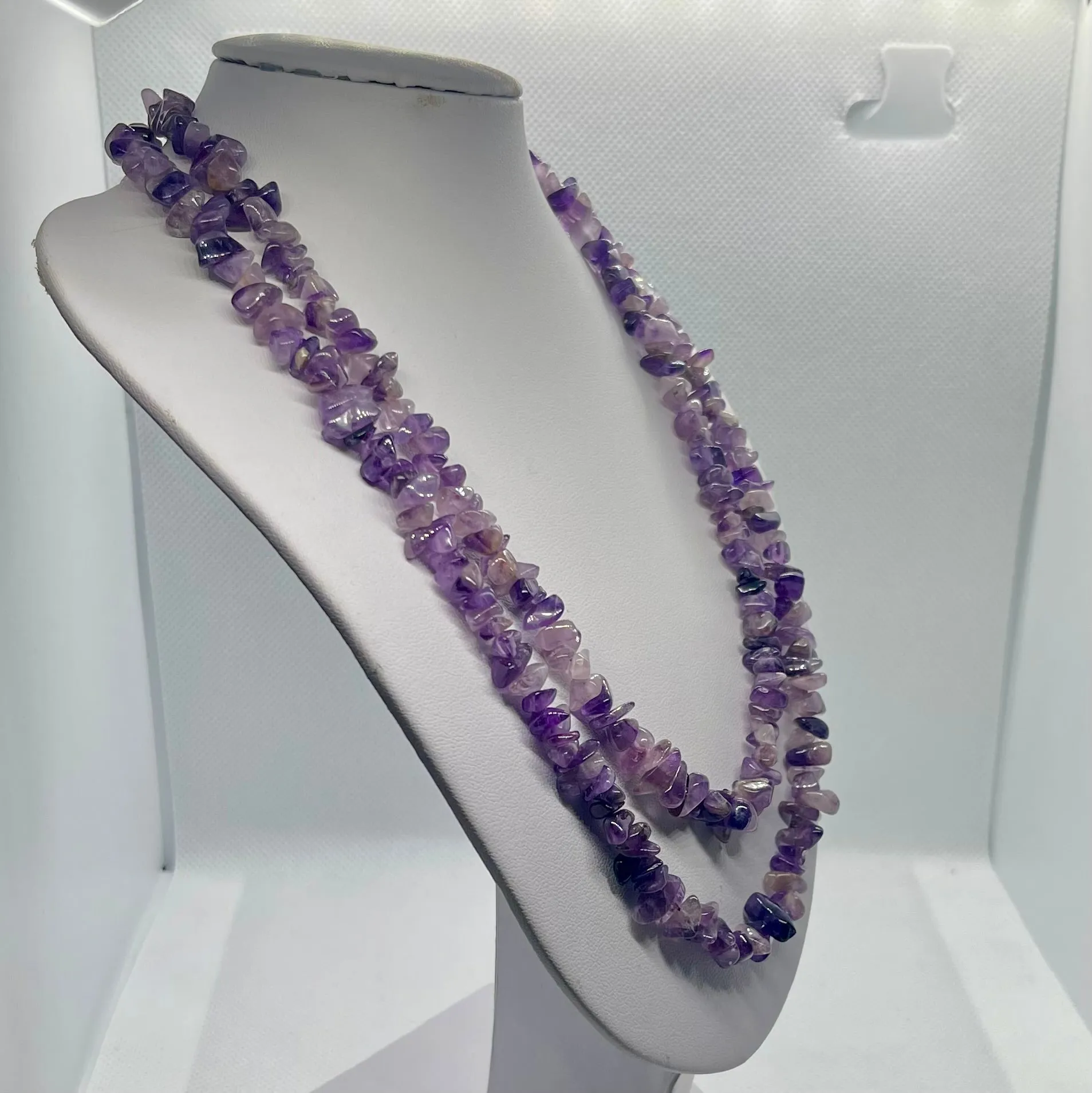 Beautiful Vintage Genuine Amethyst Chip Necklace Womens 36 Statement Piece