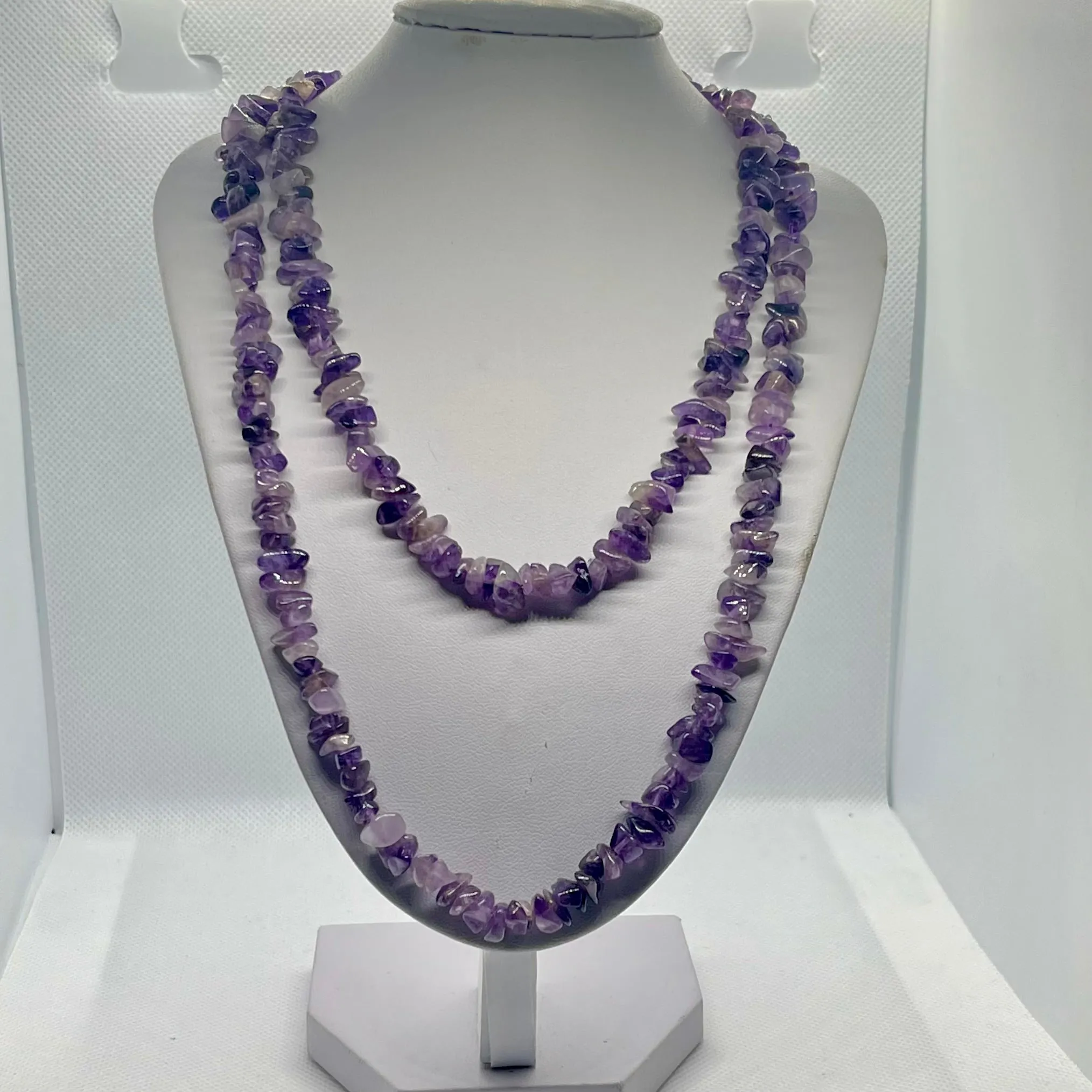 Beautiful Vintage Genuine Amethyst Chip Necklace Womens 36 Statement Piece