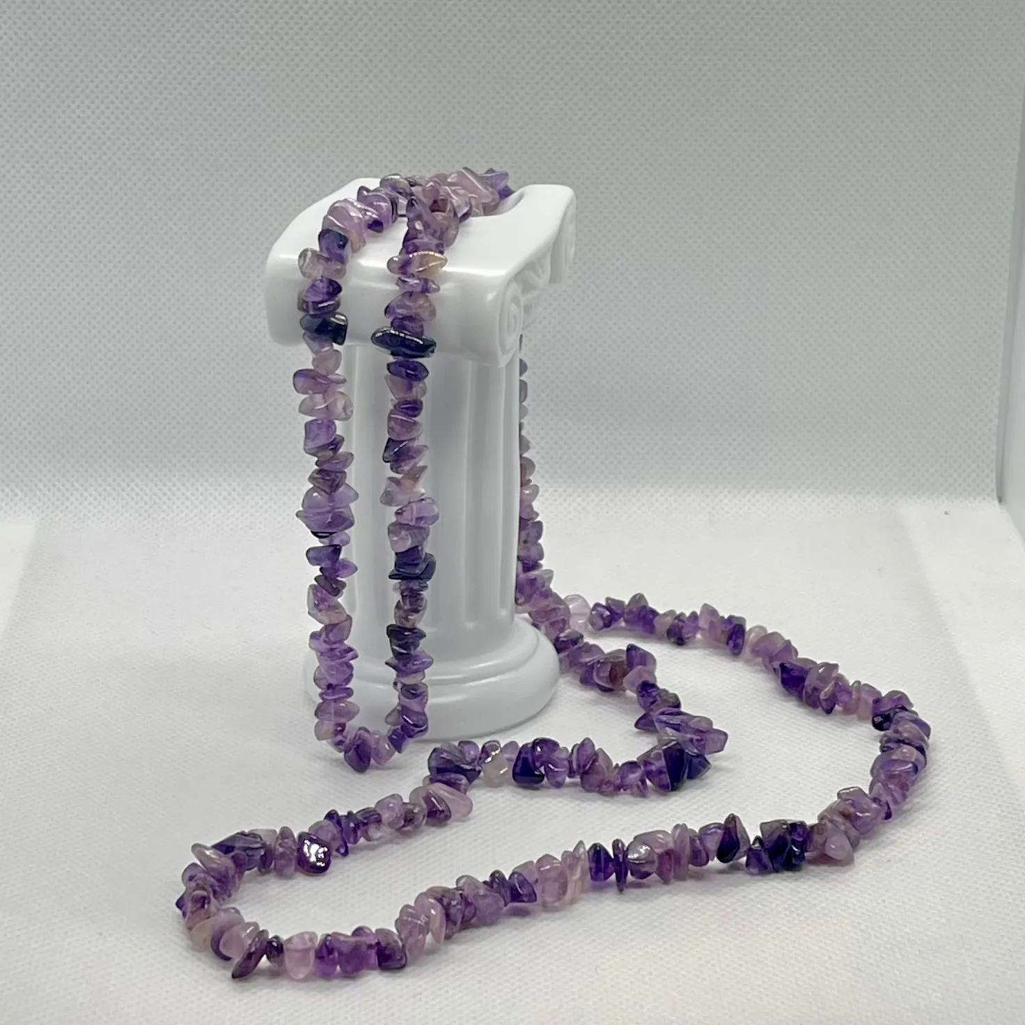 Beautiful Vintage Genuine Amethyst Chip Necklace Womens 36 Statement Piece
