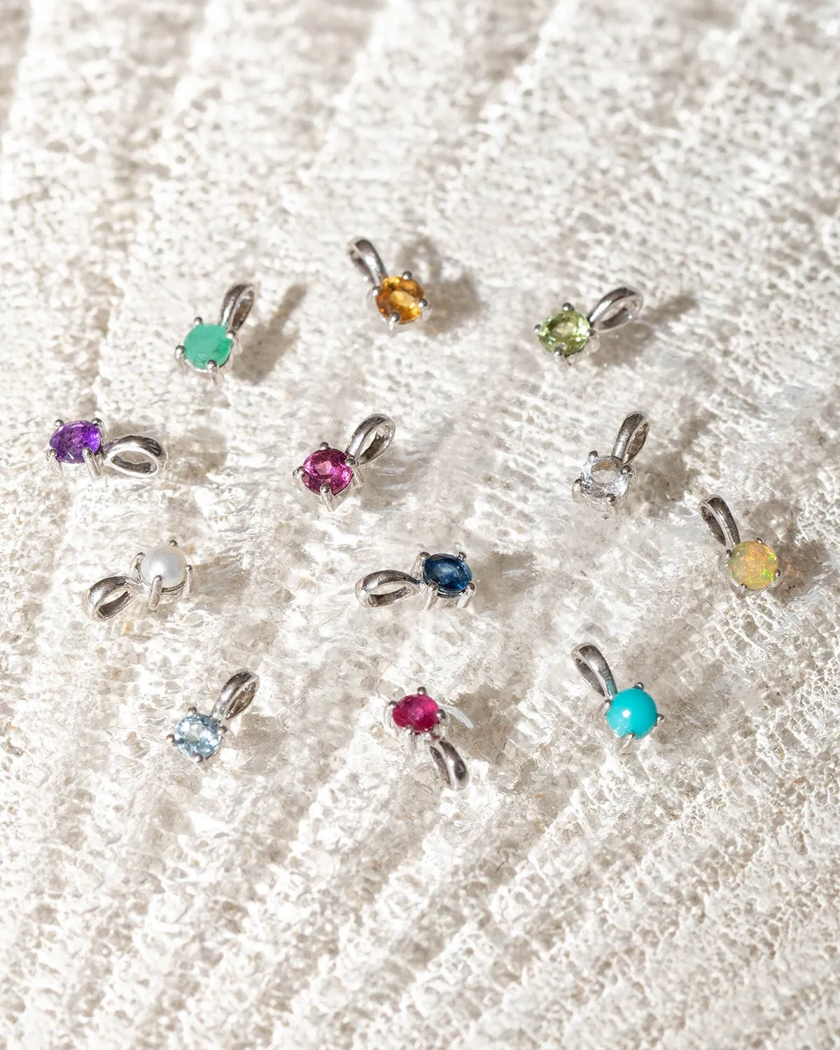 Birthstone Charm | Silver & White Topaz
