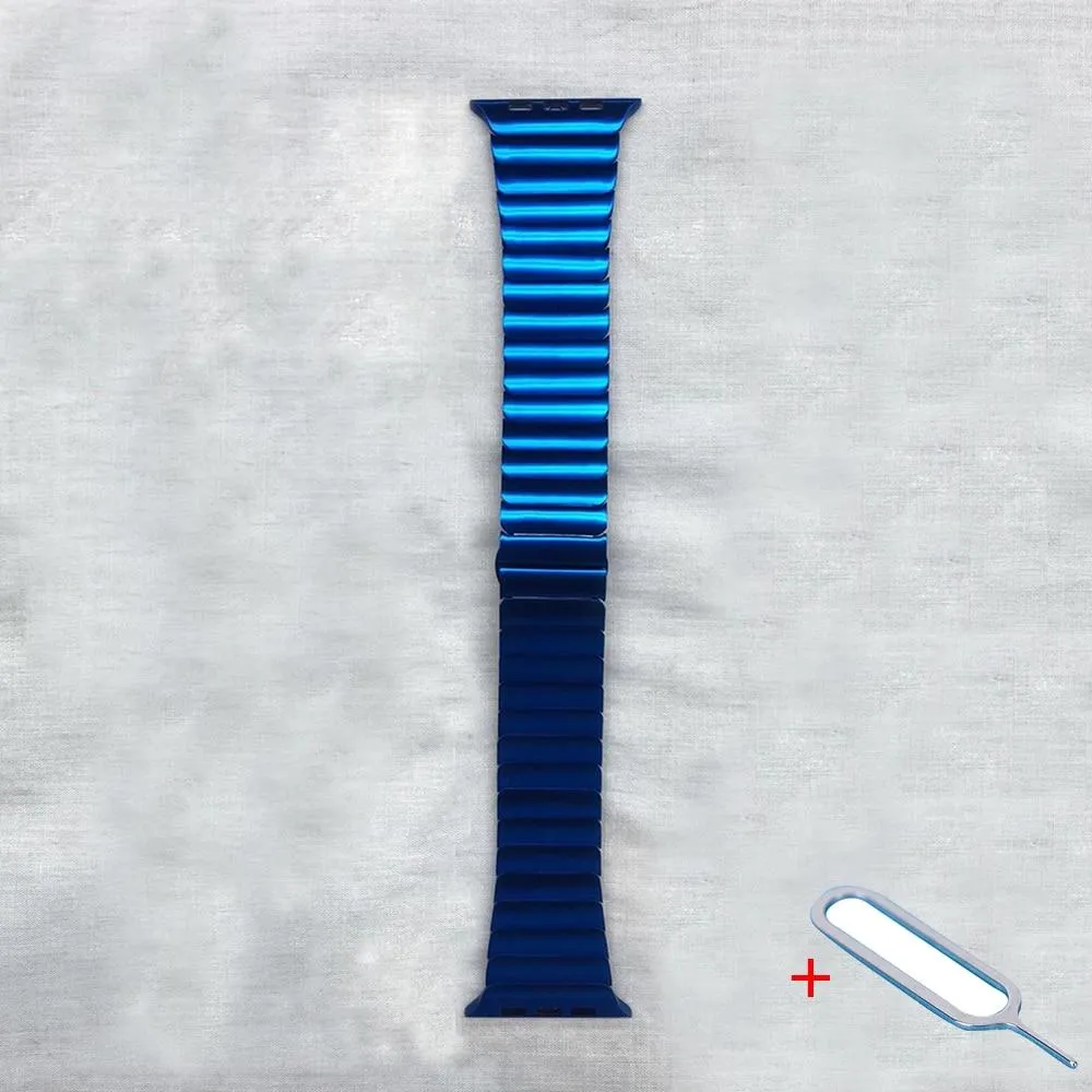 Blue color minimalist High-Quality Steel Link Bracelet Band Series 7 6
