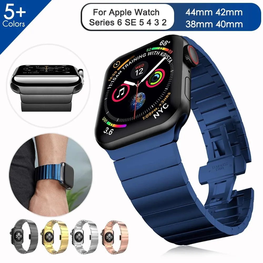 Blue color minimalist High-Quality Steel Link Bracelet Band Series 7 6
