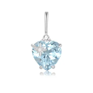 Blue Topaz Silver Heart Pendant