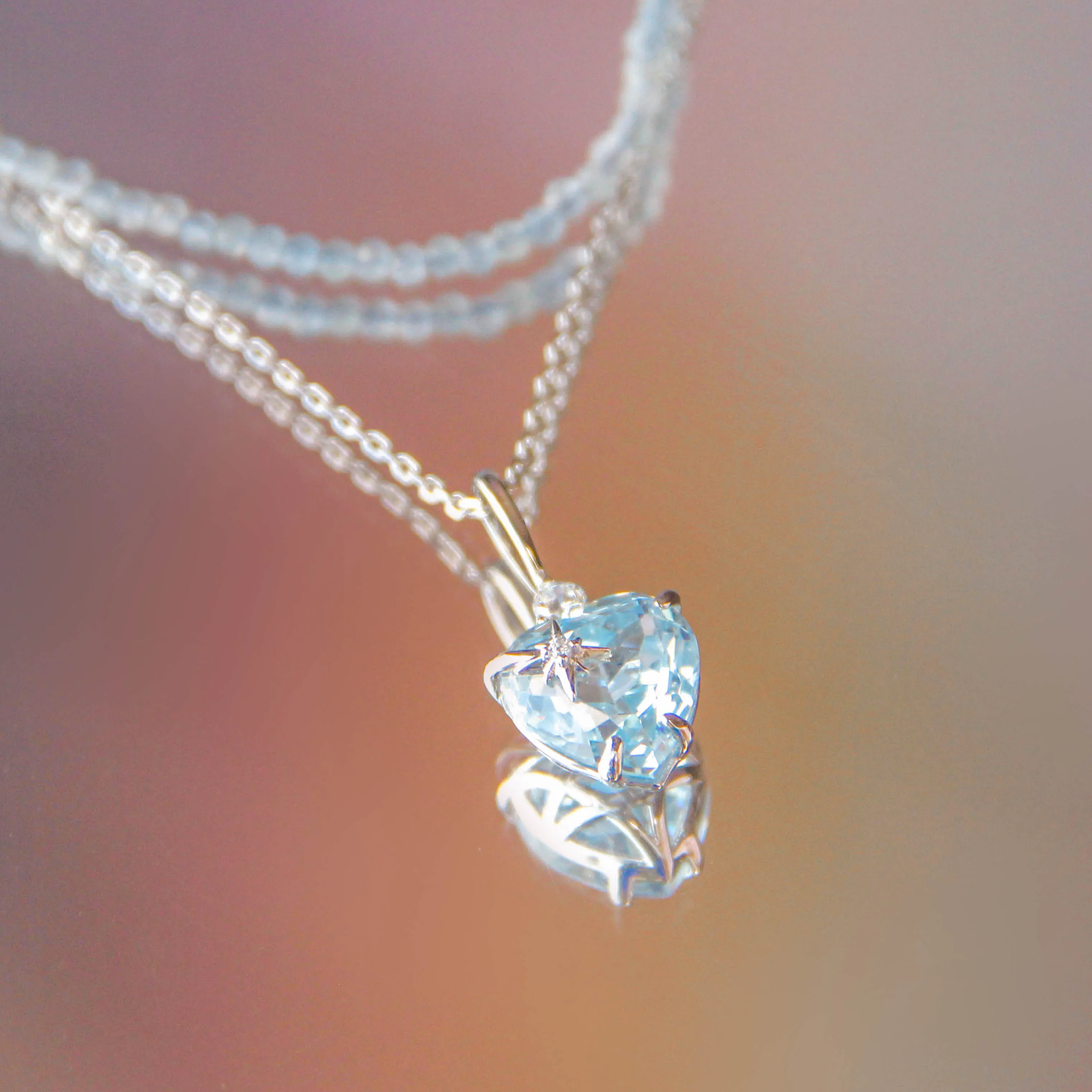 Blue Topaz Silver Heart Pendant