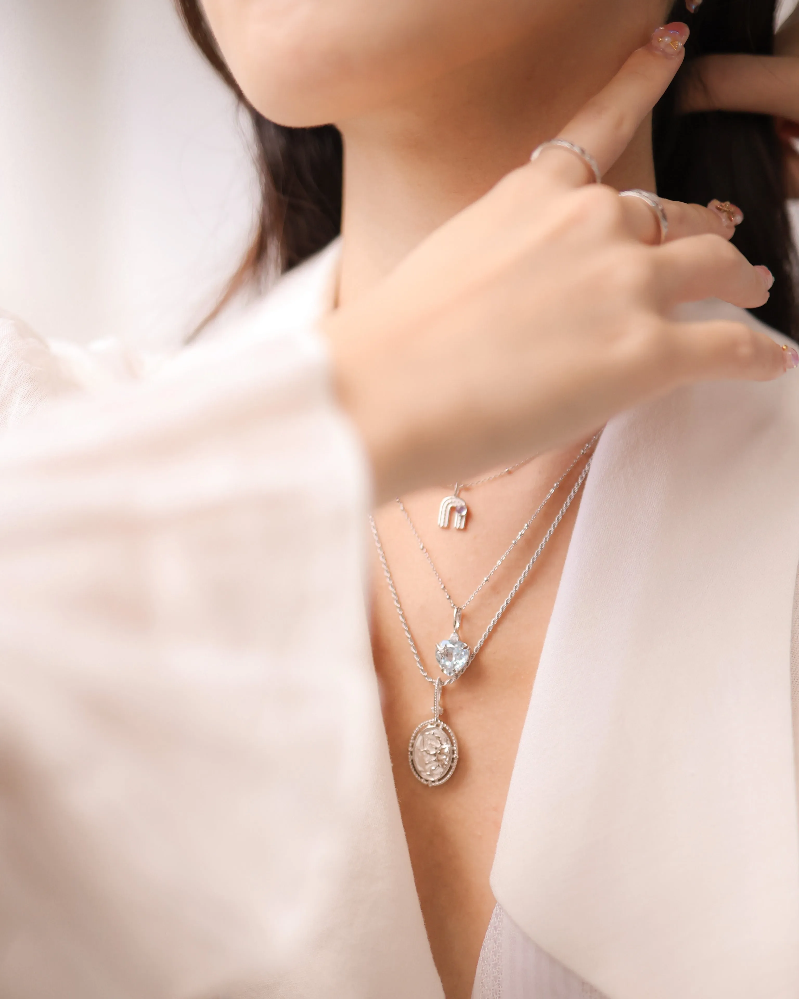 Blue Topaz Silver Heart Pendant