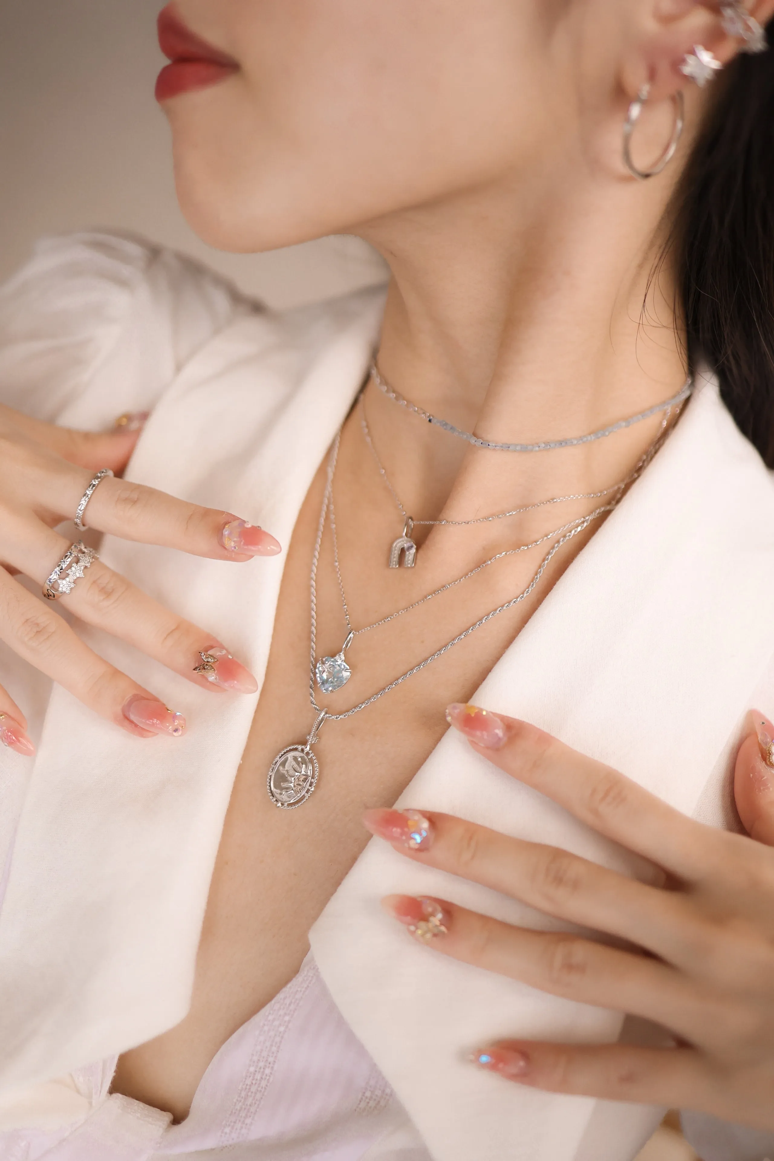 Blue Topaz Silver Heart Pendant